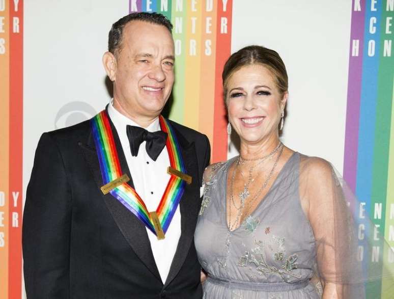 Atriz Rita Wilson e o marido, Tom Hanks, em evento em Washington. 07/12/2014.