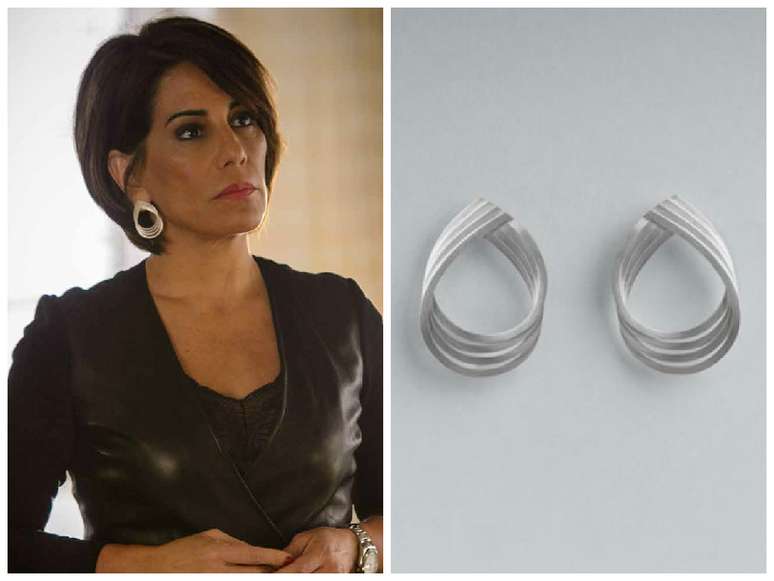 <p>O brinco da Beatriz (Gloria Pires), de 'Babilônia', é o Gota 3D, em prata 950, da Monica Pondé. Preço: R$ 695. Informações: (21) 2249-1729</p>