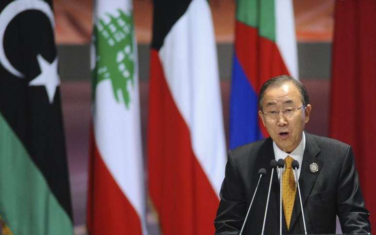 Secretário-geral da Organização das Nações Unidas, Ban Ki-moon, durante Cúpula Árabe em Sharm el-Sheikh, no Egito, em março. 28/03/2015