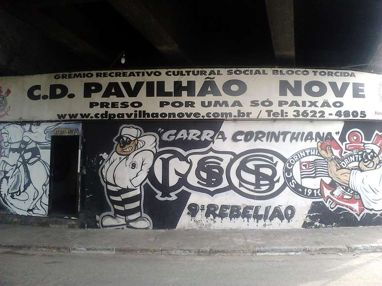Fachada da quadra da torcida Pavilhão Nove, organizada do Corinthians