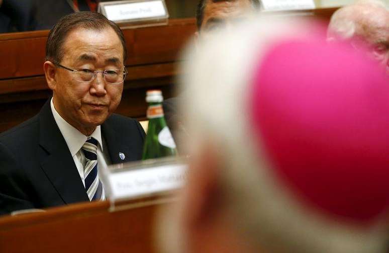 Secretário-geral da ONU, Ban Ki-moon, em conferência sobre o clima no Vaticano. 28/04/2015