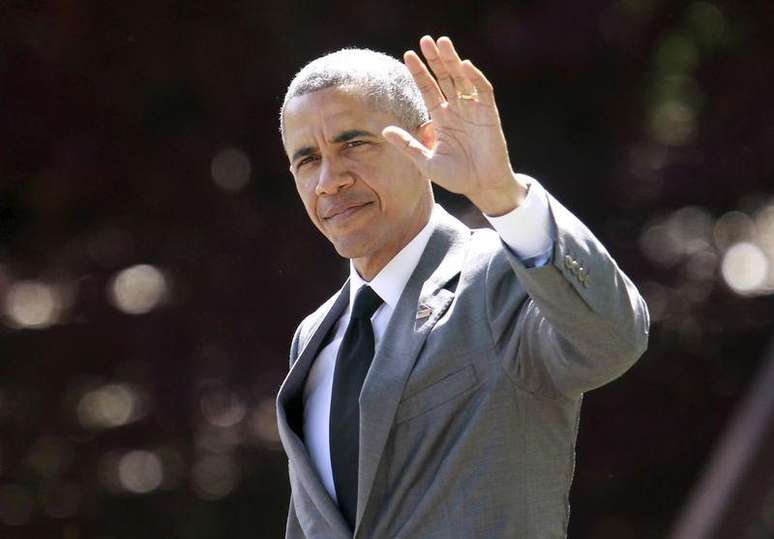 Presidente dos EUA Barack Obama acena na Casa Branca. 29/04/2015.