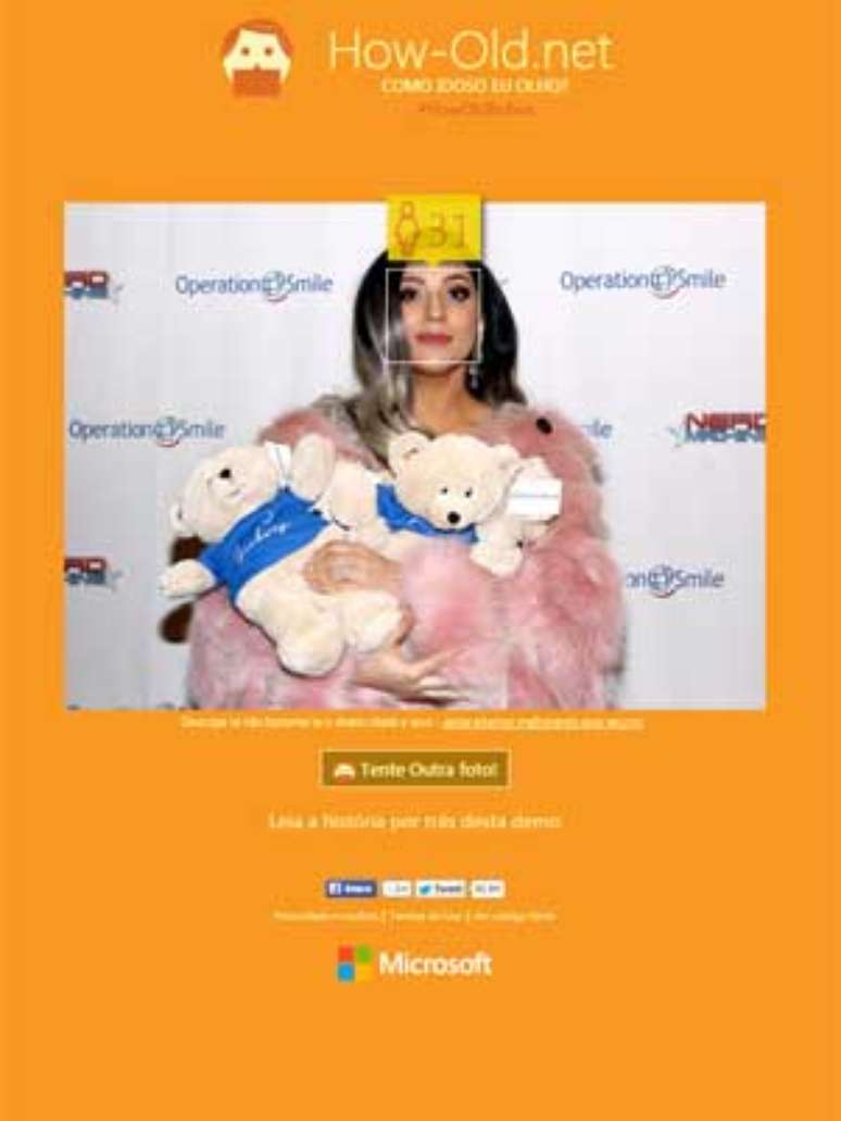 Lady Gaga, aparentemente, &eacute; dois anos mais velha do que na vida real. Na verdade ela tem 29 anos, mas o aplicativou calculou 31