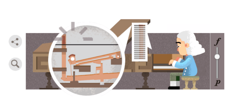 Google homenageia o pai do piano, Bartolomeo Cristofori, que estaria completando 360 anos