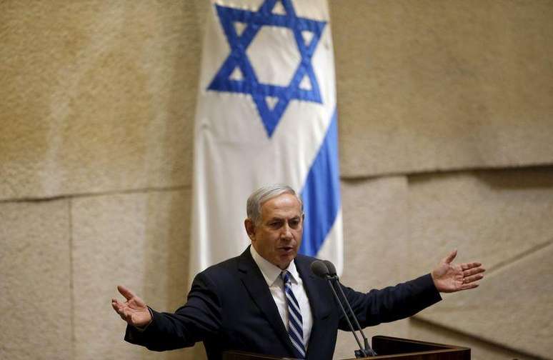 Premiê de Israel, Benjamin Netanyahu, no Parlamento em Jerusalém. 04/05/2015
