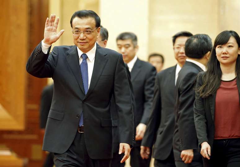 Primeiro-ministro chinês, Li Keqiang, durante encontro em Pequim, em 14 de abril 