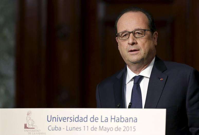 Presidente da França, François Hollande, durante conferência na Universidade de Havana, em Cuba, nesta segunda-feira. 11/05/2015