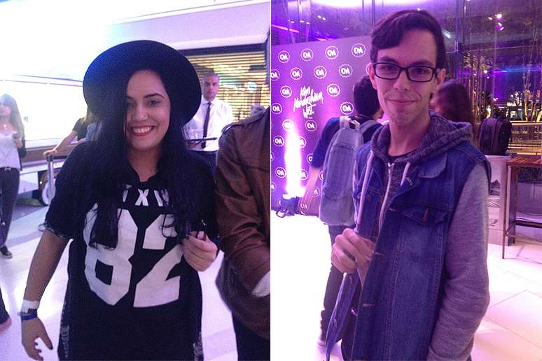 Yasmin e Rafael: dois dos fãs que conseguiram uma foto ao lado de Kim