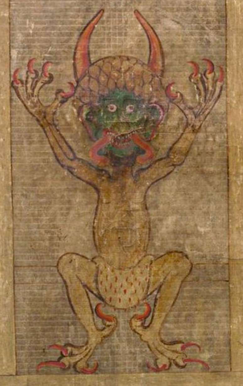 Lenda do manuscrito diz que o Diabo concordou e assinou o trabalho, adicionando um autorretrato