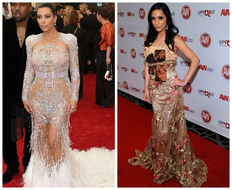 Se Kim Kardashian não fosse tão conhecida no mundo inteiro, ao olhar a foto daria para ficar em dúvida sobre quem seria a atriz de filmes pornôs: ela ou Tia Cyrus, que não tem parentesco nenhum com a Miley.