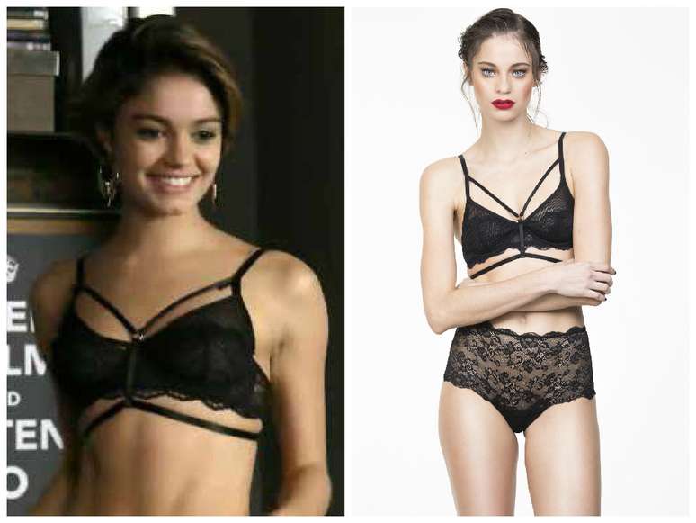 Em quinto lugar, sutiã com tiras também de Alice (Sophie Charlotte), de 'Babilônia'. A peça é da Janiero Body of Colours. Preço: R$ 169. Informações: (11) 3380-0877