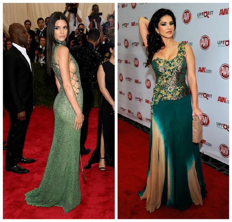 Kendall Jenner não é tão explícita quanto a irmã Kim Kardashian na hora de se vestir, mas no baile do MetGala ousou nos recortes e na leve transparência do vestido. Aliás ousou bem mais que atriz de filmes de adulto Sunny Leone.