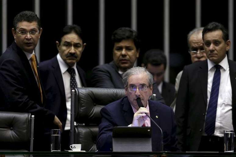 Presidente da Câmara dos Deputados, Eduardo Cunha, durante sessão da Casa, em Brasília. 05/05/2015