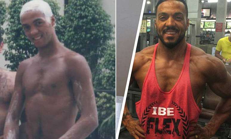 O "antes e depois" do cantor Belo mostra o crescimento dos m&uacute;sculos