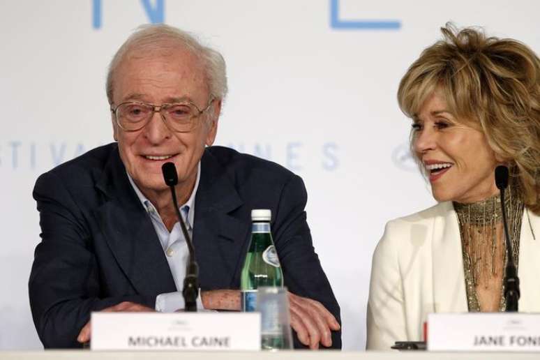 Michael Caine e Jane Fonda em entrevista coletiva para promover o filme "Youth" em Cannes. 20/05/2015