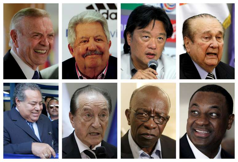 Montagem com oito dos indiciados no escândalo da Fifa