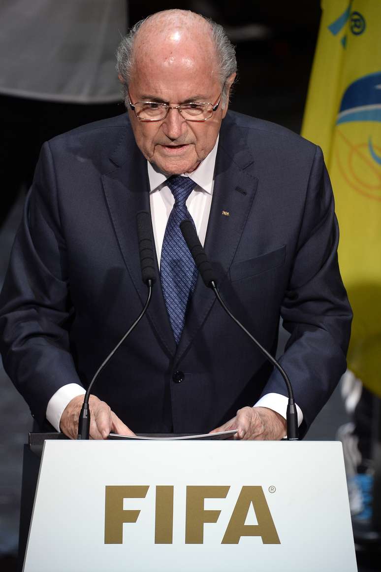 Blatter durante discurso de abertura do Congresso da Fifa em Zurique