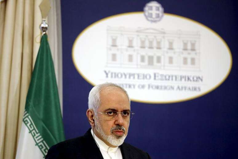 Chanceler iraniano Mohammad Javad Zarif em entrevista coletiva em Atenas. 28/05/2015