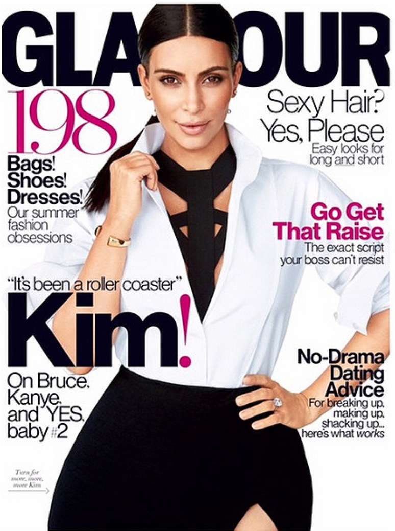 Kim é a capa da edição de junho da Glamour norte-americana