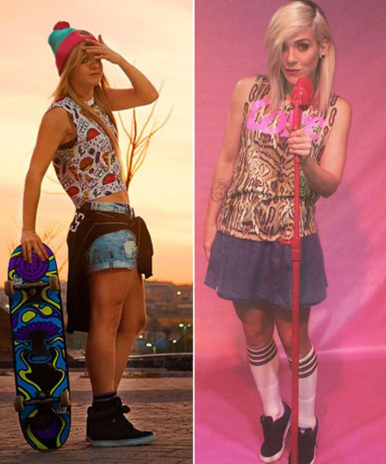 Adepta do estilo streetwear, skatista Karen Jonz investe no tênis em looks com shorts e saias