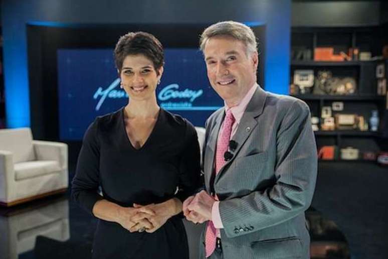 Mariana Godoy e Eike Batista no est&uacute;dio do talk show (Foto: Fernanda Sim&atilde;o/RedeTV!)