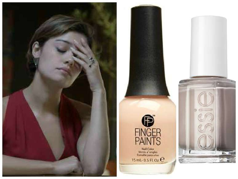 Em quarto lugar, o esmalte nude da Alice (Sophie Charlotte), de &#039;Babilônia&#039;. É uma combinação do Natural Talent, da Finger Paints (marca que não é vendida no Brasil), com o Topless and Barefoot (744), da Essie (Preço: R$ 34; Informações: 0800-2001101)