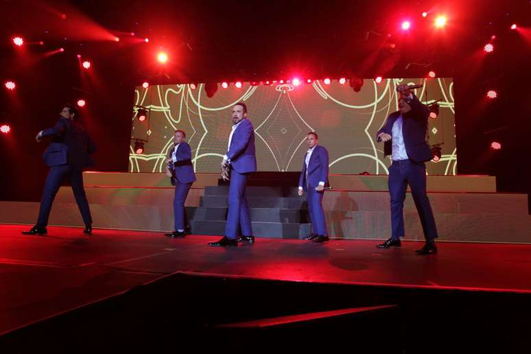 Backstreet Boys durante primeiro show da turn&ecirc; "In a World Like This", no Citibank Hall, Rio de Janeiro. Eles voltam a se apresentar no mesmo local na quinta-feira (11). A s&eacute;rie de apresenta&ccedil;&otilde;es continua hoje em Belo Horizonte, na sexta-feira e no s&aacute;bado em S&atilde;o Paulo e dia 15 em Porto Alegre. 