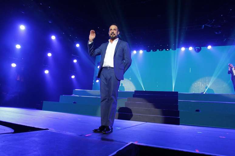 Backstreet Boys durante primeiro show da turn&ecirc; "In a World Like This", no Citibank Hall, Rio de Janeiro. Eles voltam a se apresentar no mesmo local na quinta-feira (11). A s&eacute;rie de apresenta&ccedil;&otilde;es continua hoje em Belo Horizonte, na sexta-feira e no s&aacute;bado em S&atilde;o Paulo e dia 15 em Porto Alegre. 