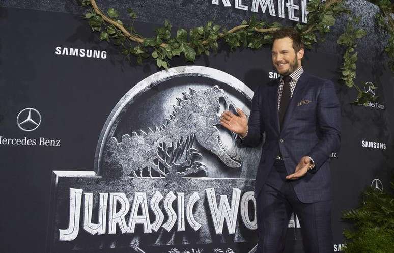 Ator Chris Pratt durante estreia mundial do filme "Jurassic World", em Hollywood