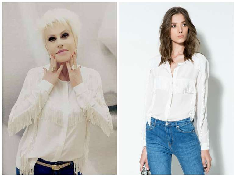 Na terceira colocação, blusa branca com franjas que a Ana Maria Braga usou no programa &#039;Mais Você&#039; do dia 15 de maio. Marca: Animale. Preço: R$ 598. Informações: (21) 2422-2023