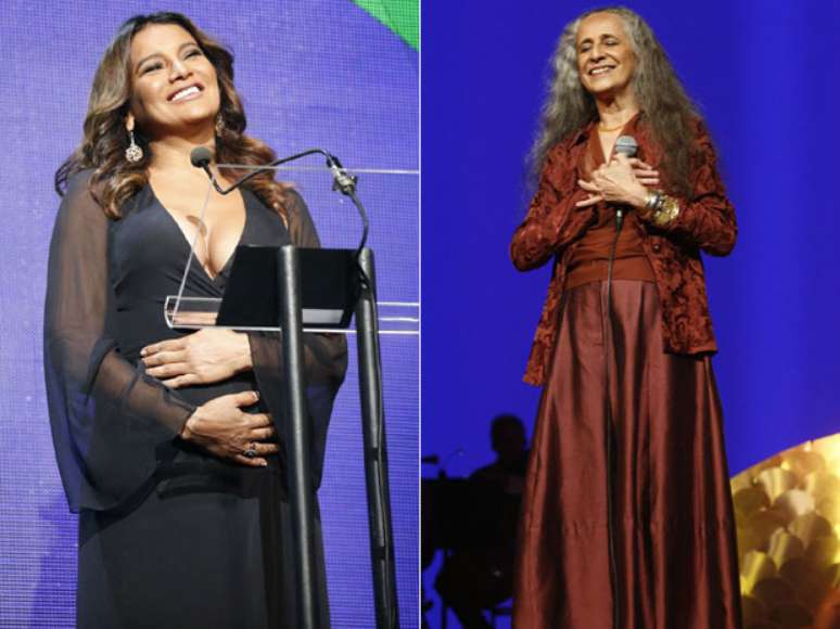 Grávida, Dira Paes apresentou o prêmio em homenagem a Maria Bethânia