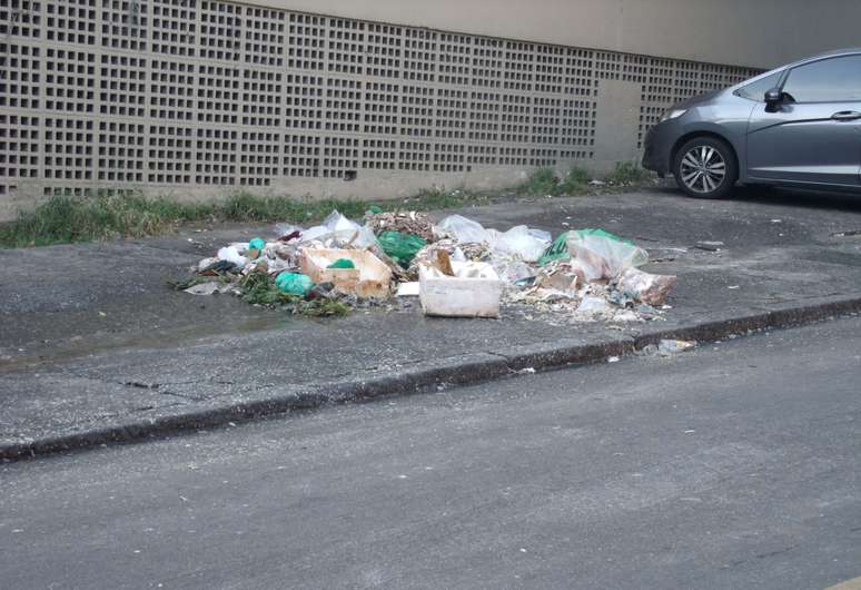 Restos de peixes e outros alimentos geram mau cheiro na rua