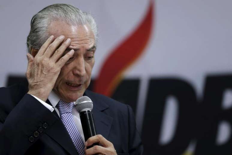 Vice-presidente Michel Temer durante encontro do PMDB em Brasília. 07/05/2015