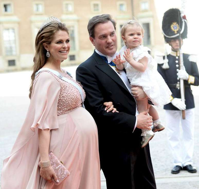 Princesa Madeleine e o marido, Christopher O'Neil, com a filha Leonore, em foto de arquivo. 16/06/2015