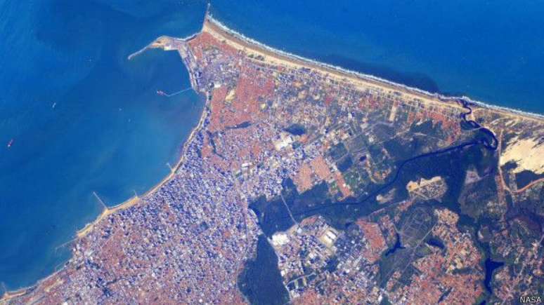 Costa de Fortaleza vista do espaço