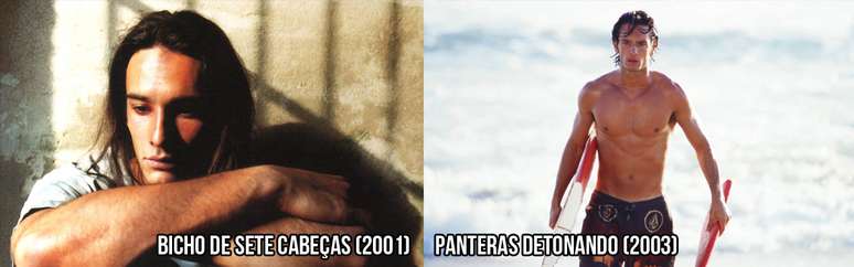 Ator brasileiro Rodrigo Santoro em Bicho de Sete Cabeças (à esq.) e em Panteras Detonando