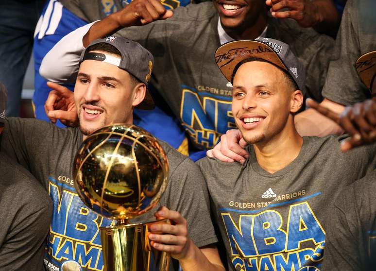 Klay Thompson e Stephen Curry: os Splash Brothers foram campeões da NBA em 2015