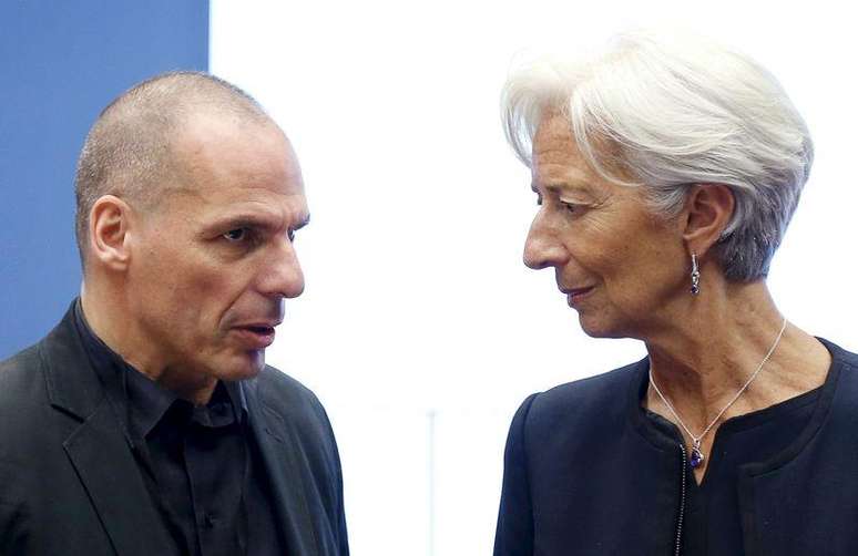 Ministro das Finanças da Grécia, Yanis Varoufakis, e diretora-gerente do FMI, Christine Lagarde