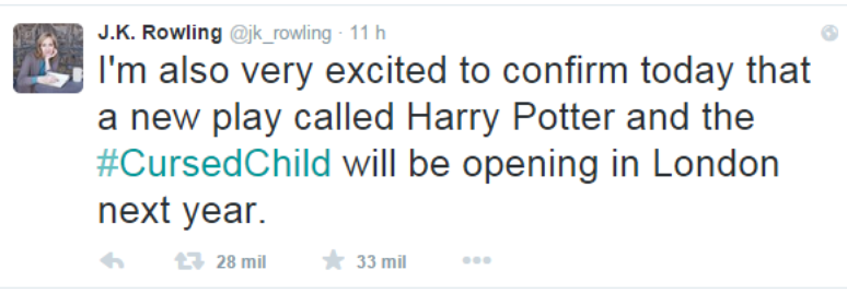 Harry Potter vai estrear no teatro, segundo autora J. K. Rolling