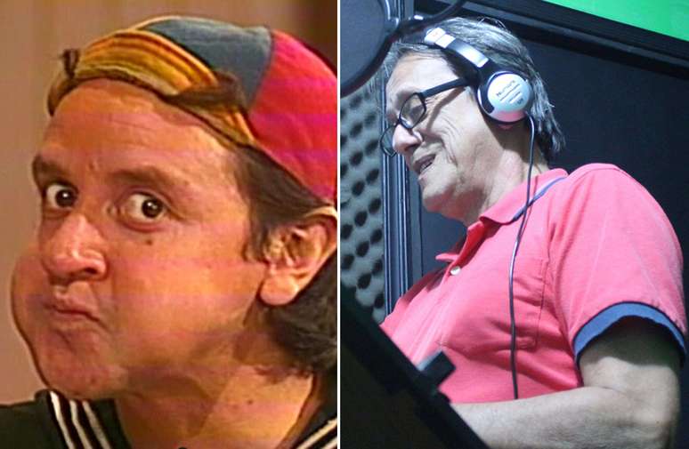 Personagem Quico e o dublador Nelson Machado