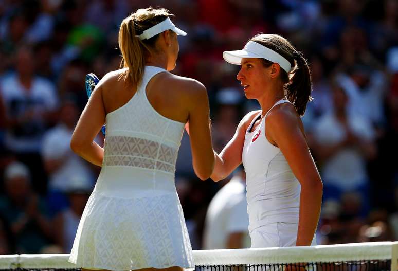 Sharapova superou a britânica Johanna Konta na estreia de Wimbledon