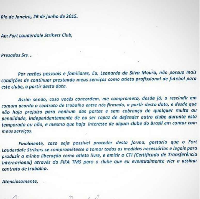 Léo Moura mandou carta ao Strikers para pedir desligamento do clube