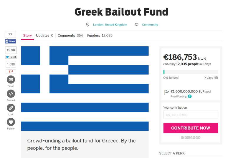 Site pede doações para ajudar a Grécia a evitar o calote