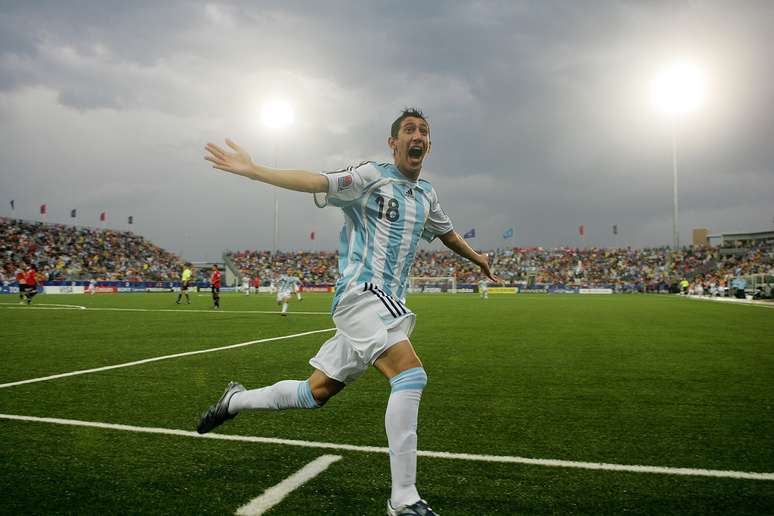 Di María (que tem essa cara até hoje) abriu o placar para a Argentina naquele jogo de 2007