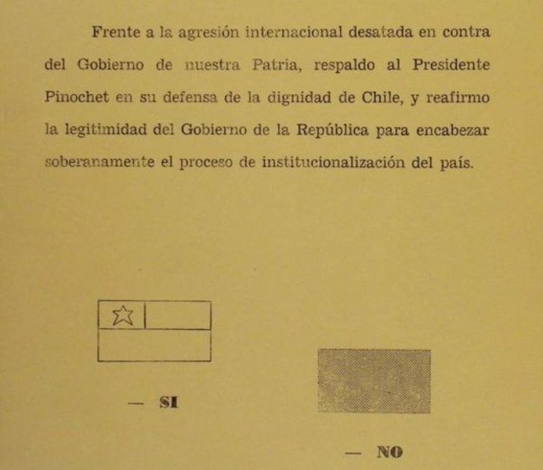 Pinochet recebeu o apoio de 78,6% dos chilenos que foram às urnas