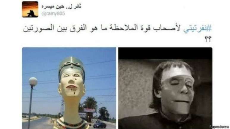 Alguns compararam a est&aacute;tua com Frankenstein: 'encontre a diferen&ccedil;a', dizia esta postagem