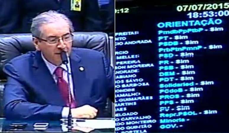 FRAME - Eduardo Cunha e painel da votação na Câmara dos Deputados - MP do Profut