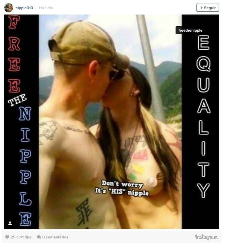 "N&atilde;o se preocupe, os mamilos s&atilde;o dele", diz foto de internauta