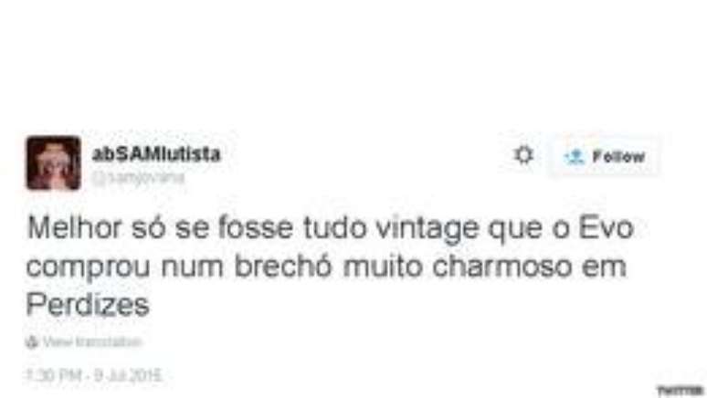 @samjovana: "Melhor s&oacute; se fosse tudo vintage que o Evo comprou num brech&oacute; muito charmoso em Perdizes"