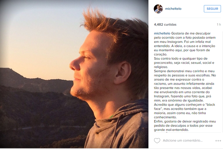 Michel Teló pede desculpas no Instagram por foto polêmica, nesta sexta-feira (9) 